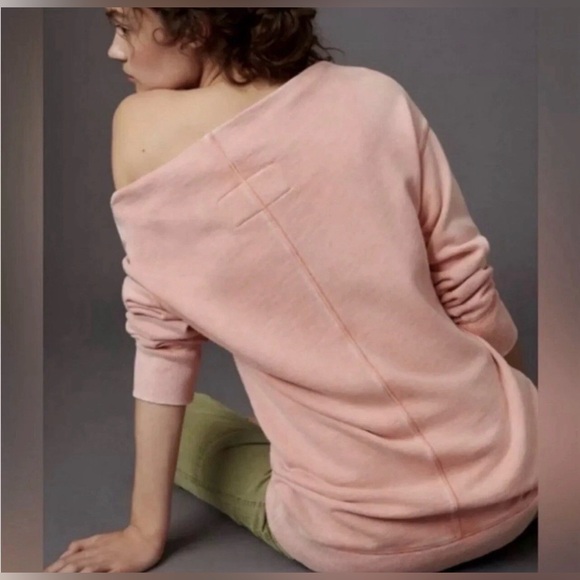 Pilcro & The Letterpress x Anthro Donna Boat Neck Coral Tunic Sweatshirt Medium - Picture 2 of 8